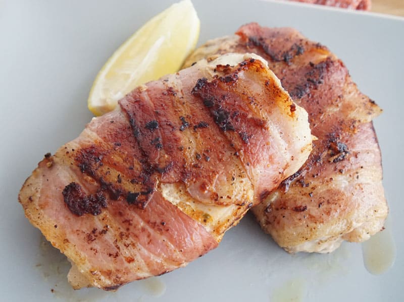 bacon wrapped bone in pork chops in oven