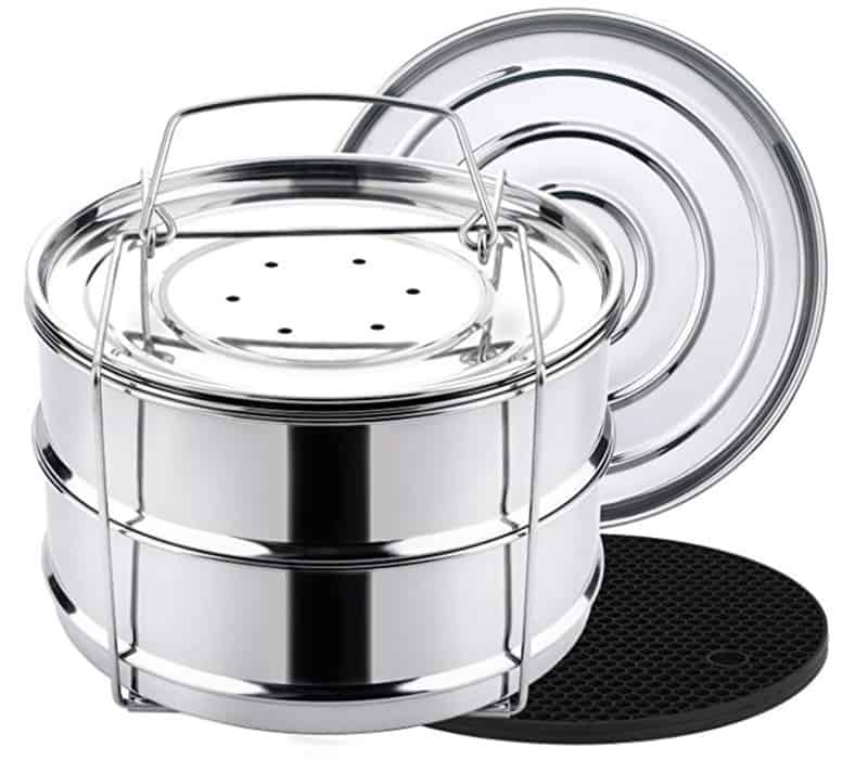 Createy Steamer Rack Trivet with Handles Compatible with Instant Pot Accessories 6 qt 8 Quart Pressure Cooker Trivet Wire Steam Rack Great for Lifting