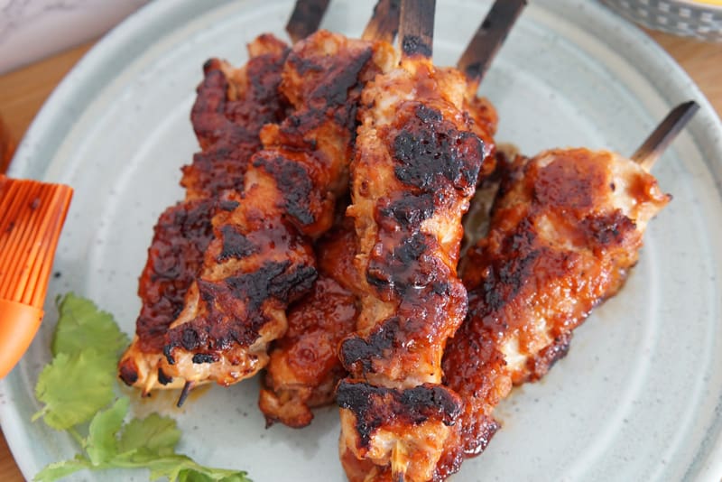 Bourbon Bacon BBQ Chicken Skewers