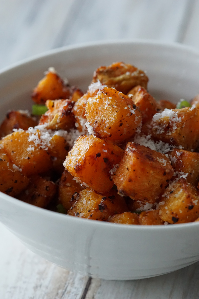 Roasted Parmesan Sweet Potatoes - A Food Lover's Kitchen