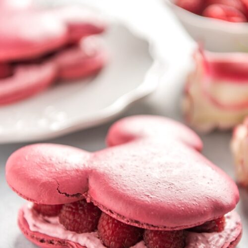 Raspberry rose macarons