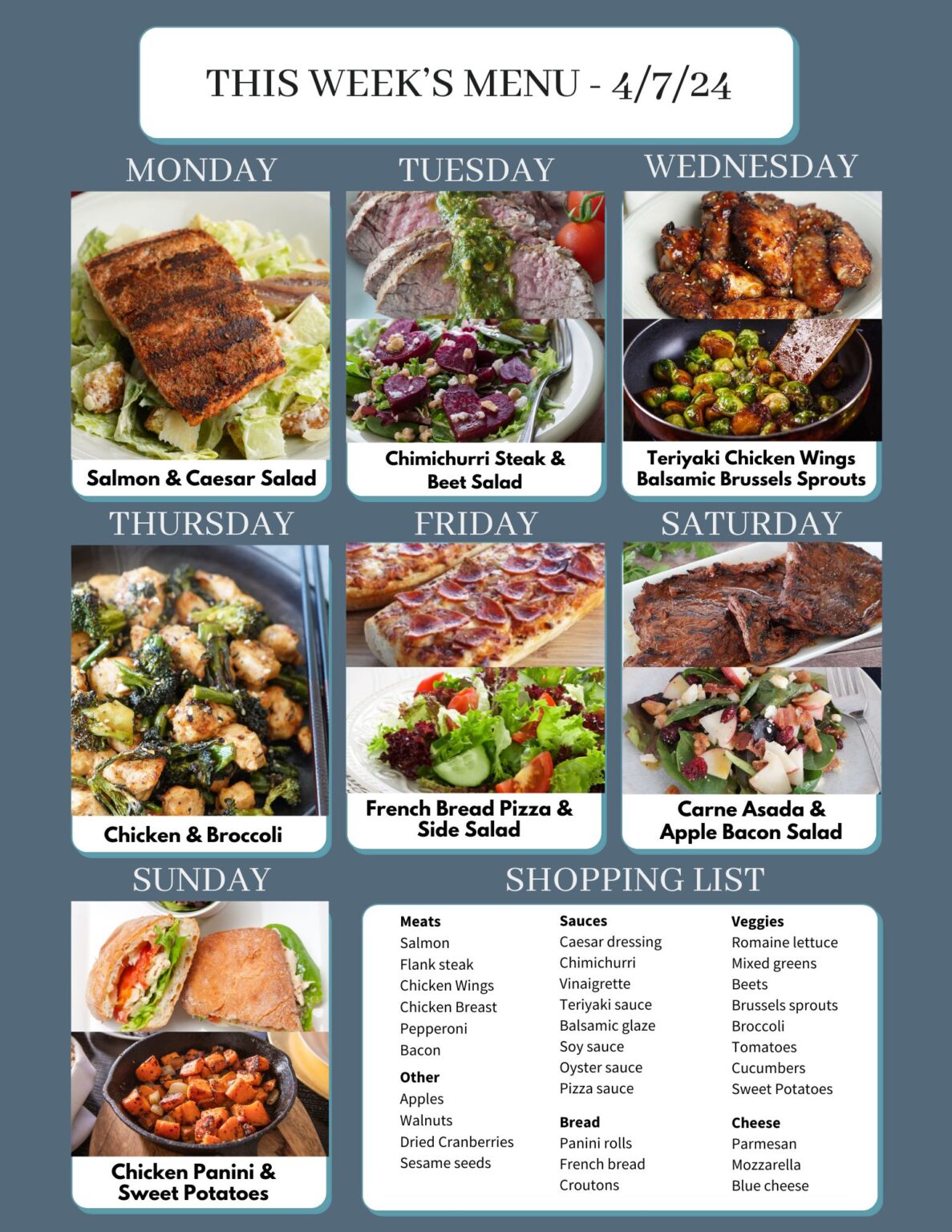 Menu For This Week This Week's Menu - Dinner and a Side