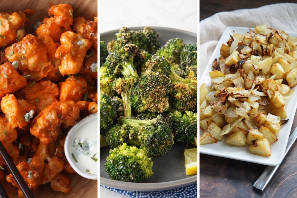 buffalo cauliflower, ranch broccoli, and potatoes and onions