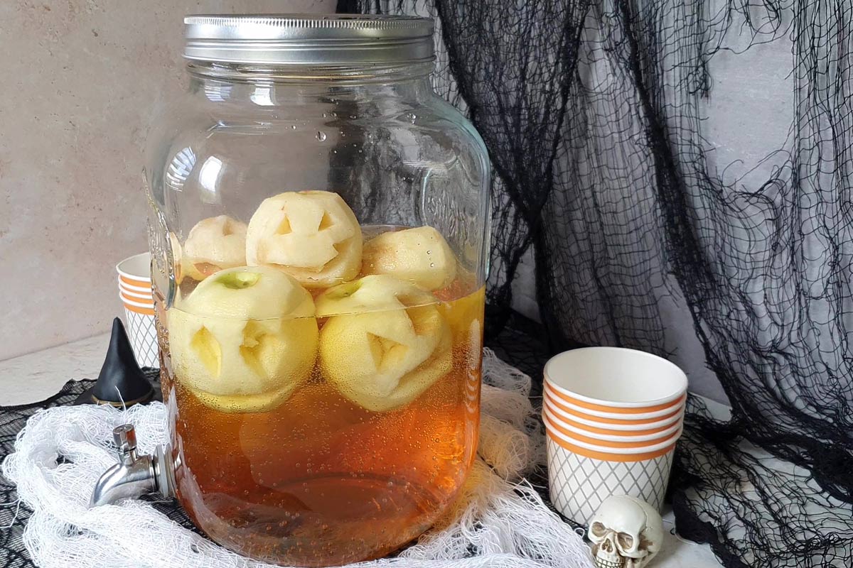 floating apple head cider