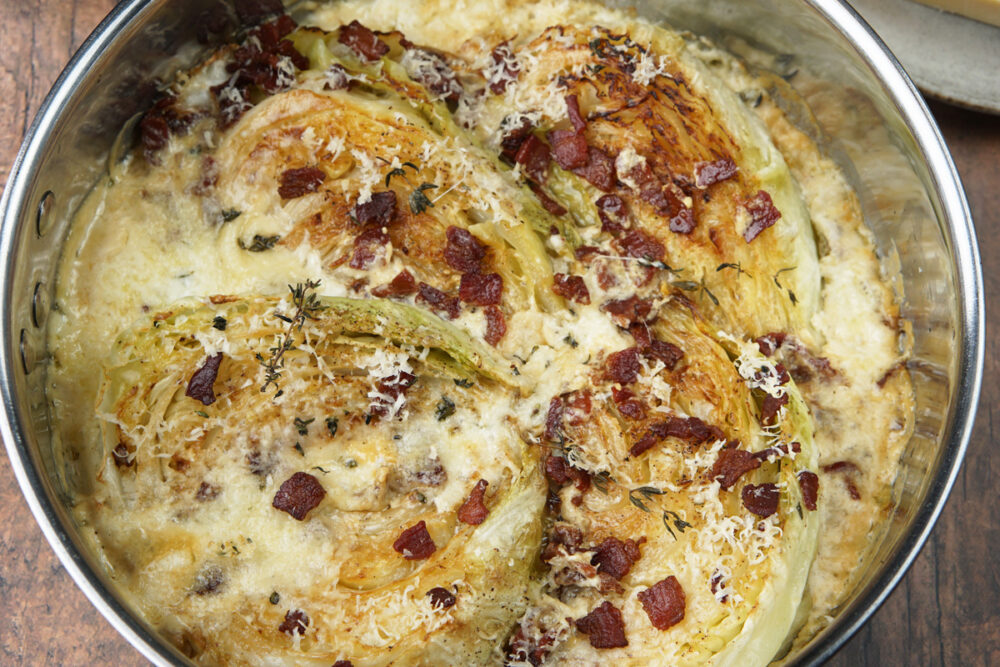 Bacon cabbage gratin