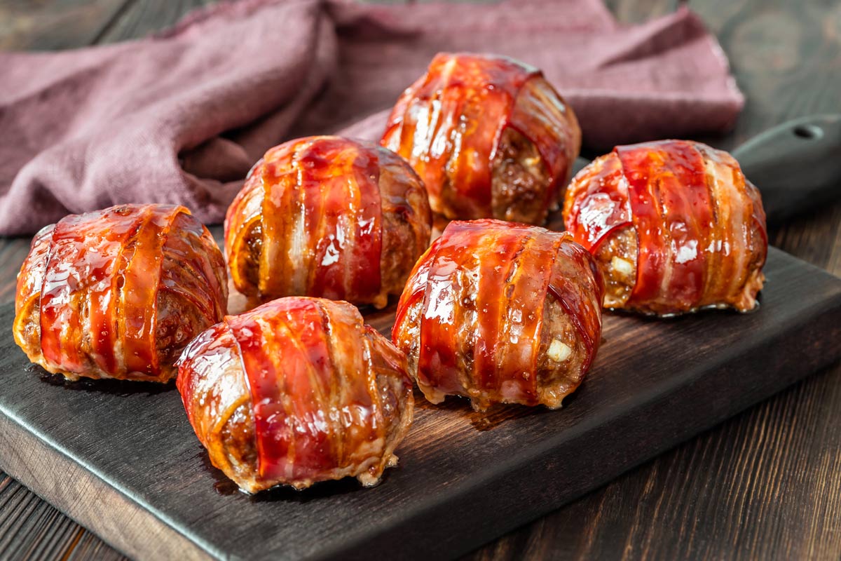 bacon wrapped bbq meatballs