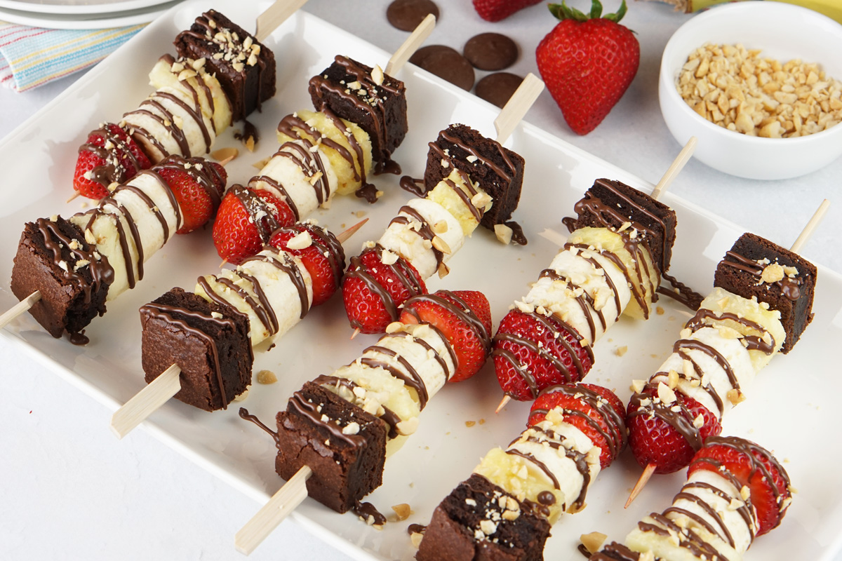 Banana split skewers