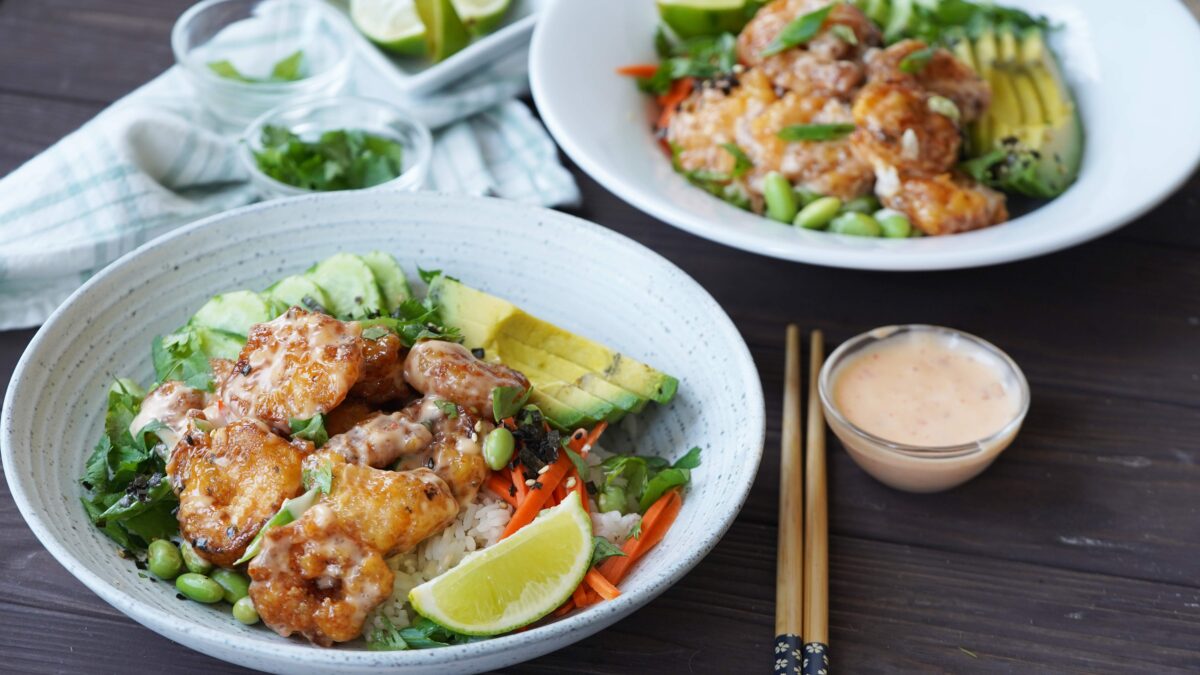 Bang bang shrimp rice bowls