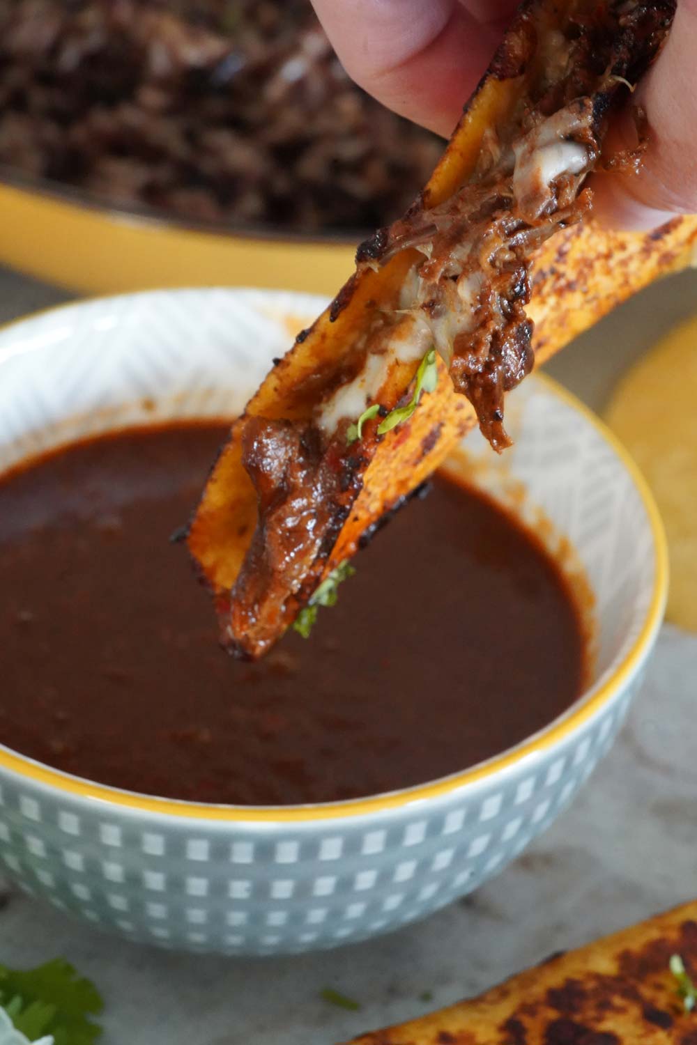 Birria tacos with consomme