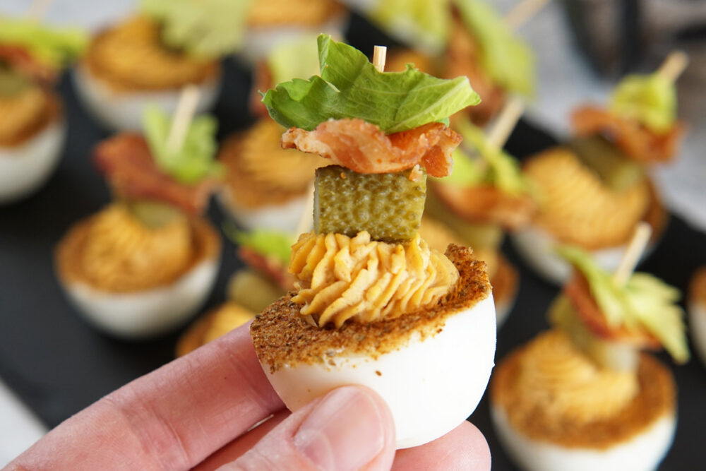 Bloody Mary deviled eggs