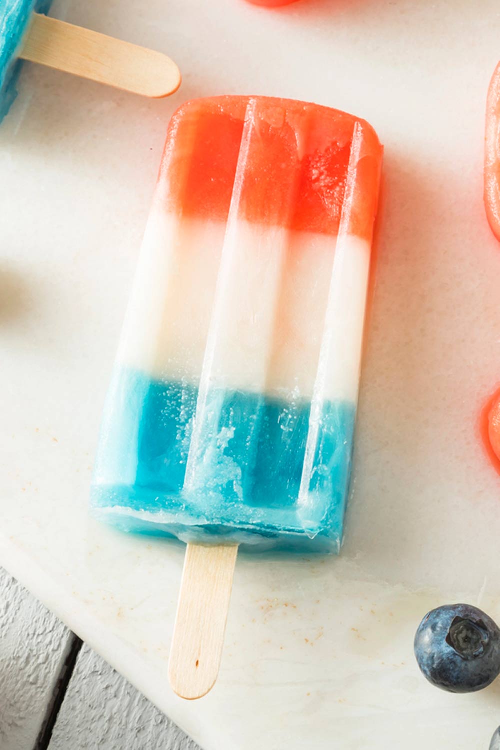red, white, blue popsicles