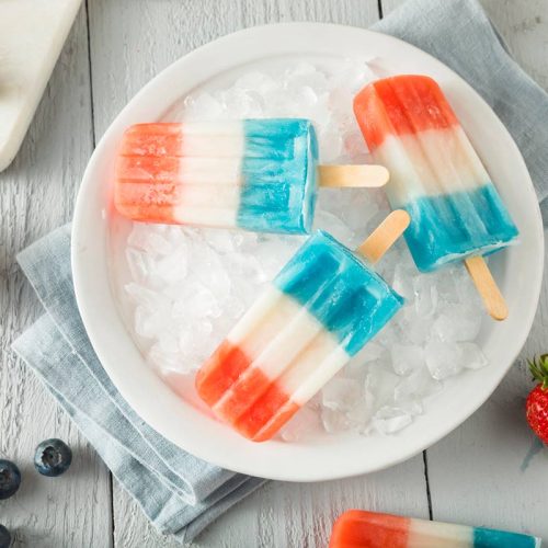 red, white, blue popsicles