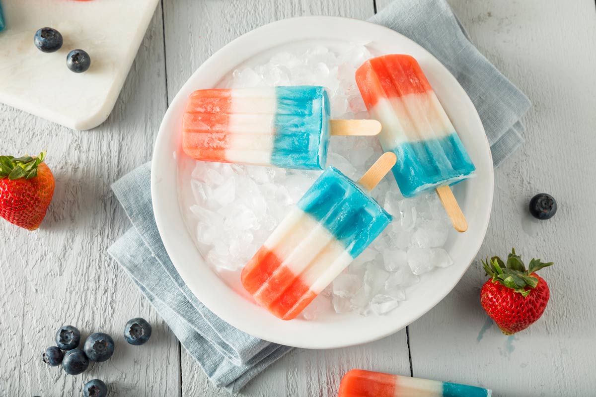 red, white, blue popsicles