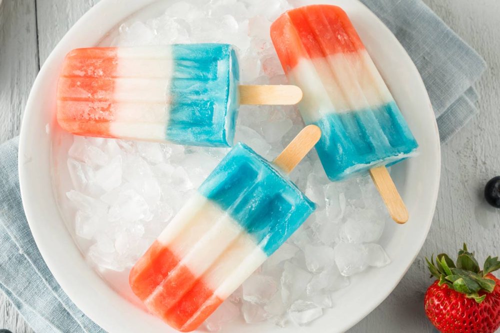 red, white, blue popsicles
