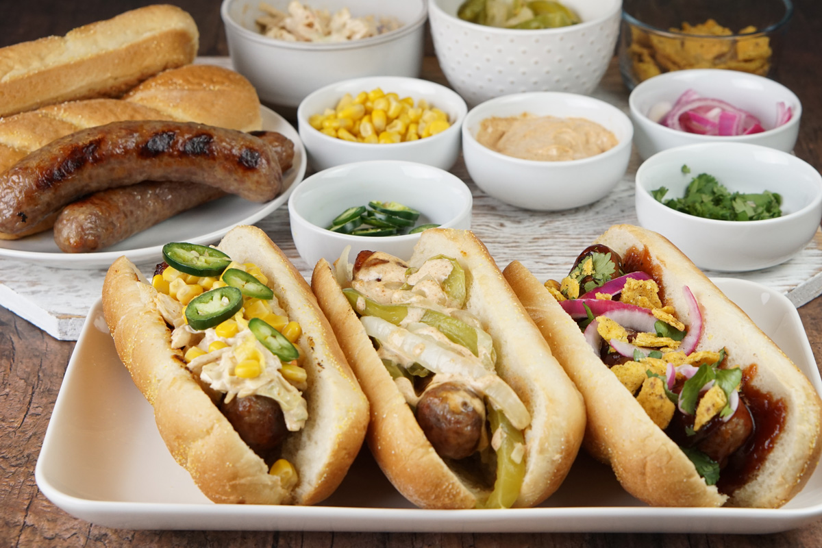 Grilled brats and toppings bar