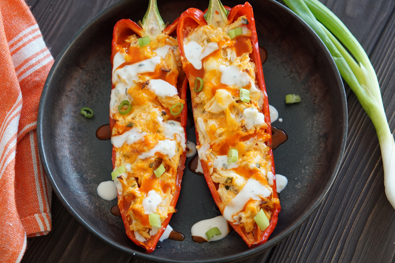 Buffalo chicken stuffed peppers