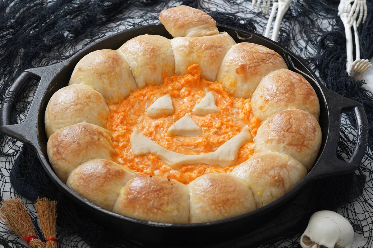 Buffalo chicken dip jack o'lantern