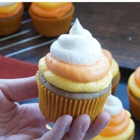 Candy corn cupcake
