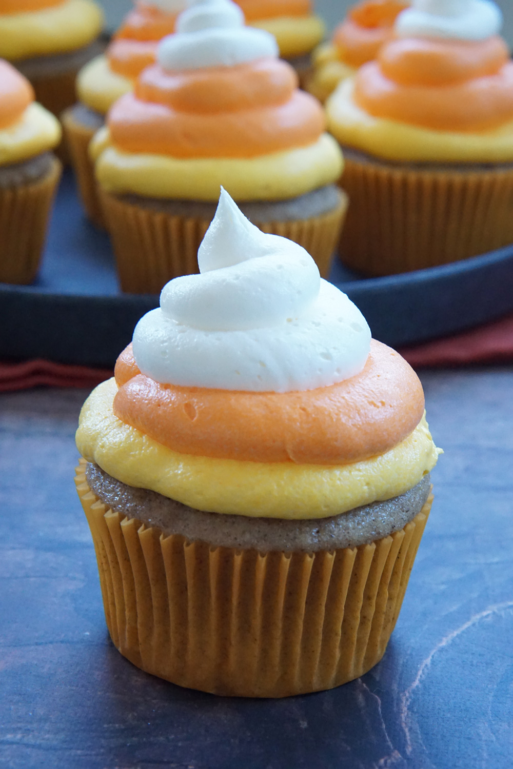 Candy corn cupcake