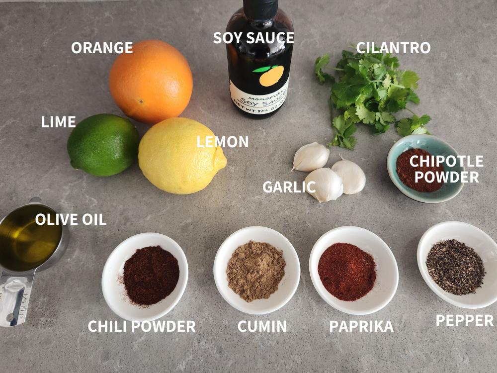Ingredients for carne asada marinade