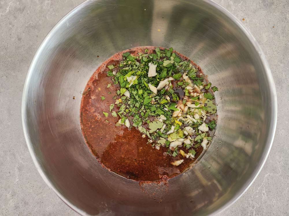 Mixing up the carne asada marinade