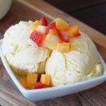 A bowl of Chardonnay ice cream with tropical fruit