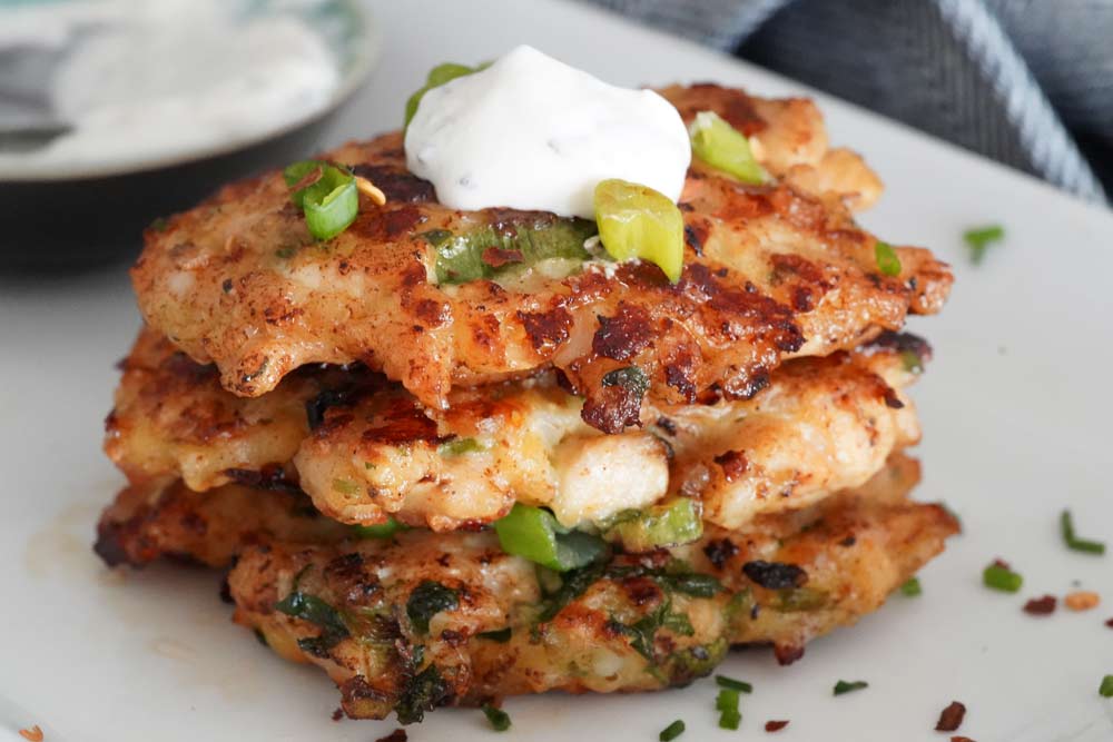 cheesy chicken fritters