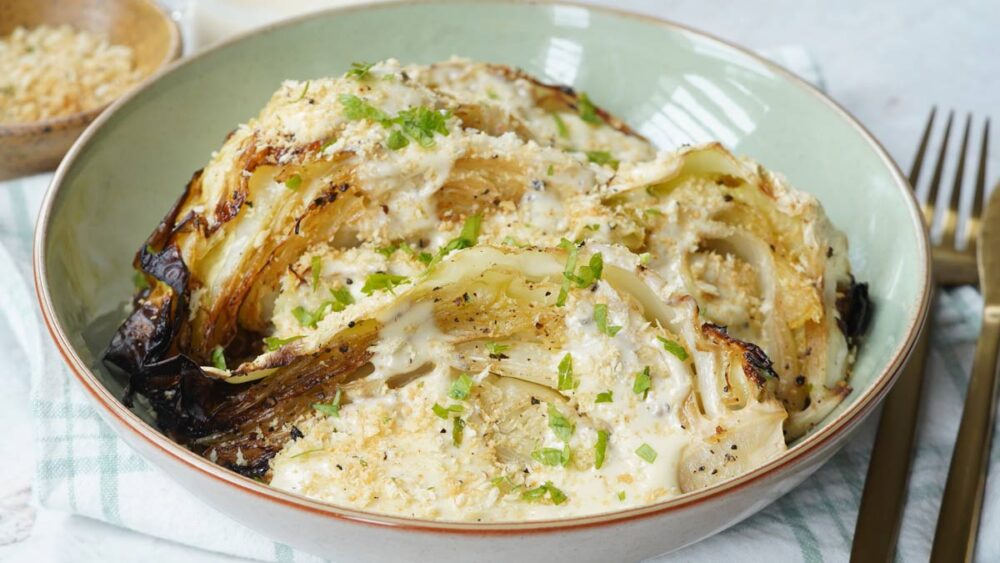 cheesy roasted cabbage