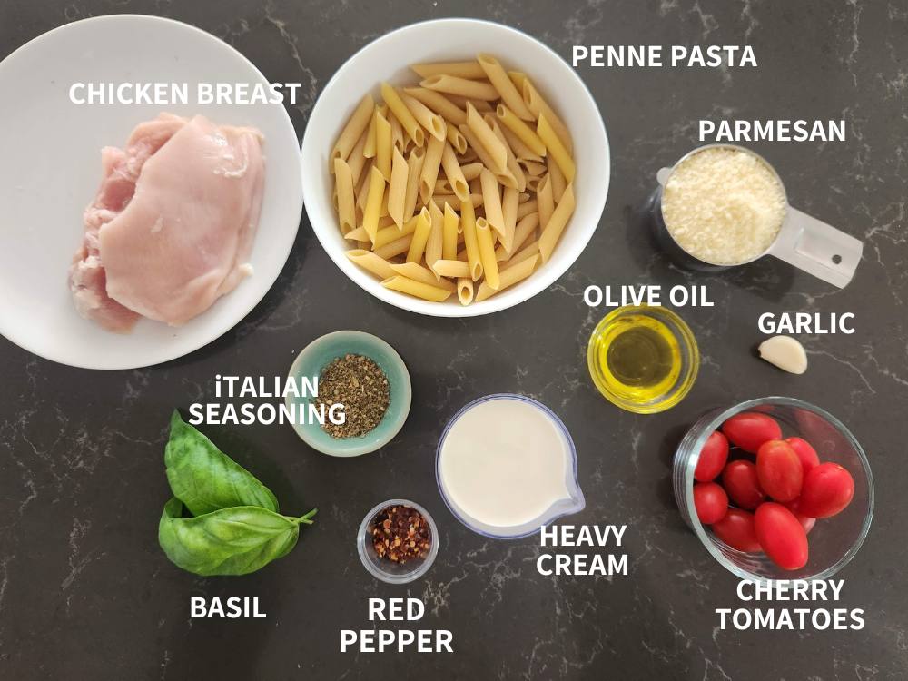 Ingredients for Chicken garlic parmesan pasta