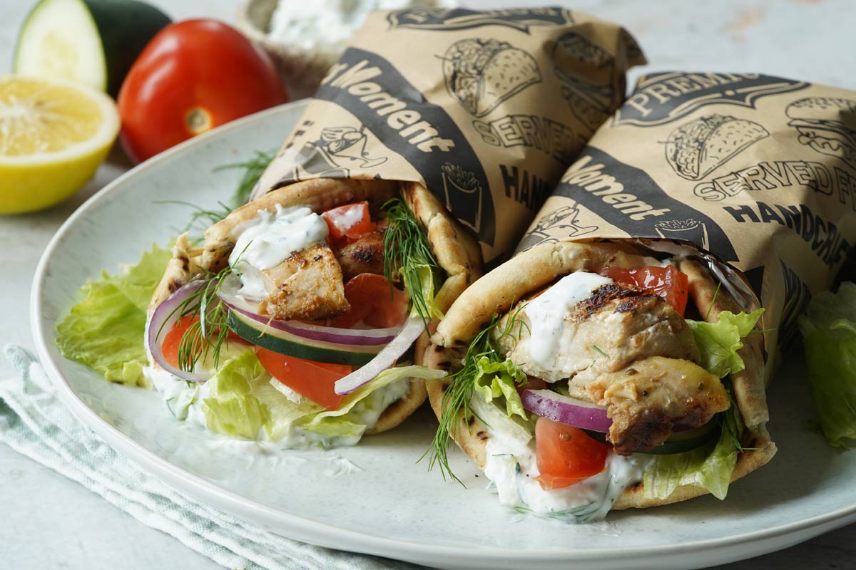 Grilled chicken pita with tzatziki