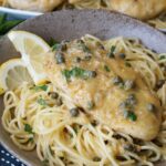 Chicken piccata and lemon parmesan pasta