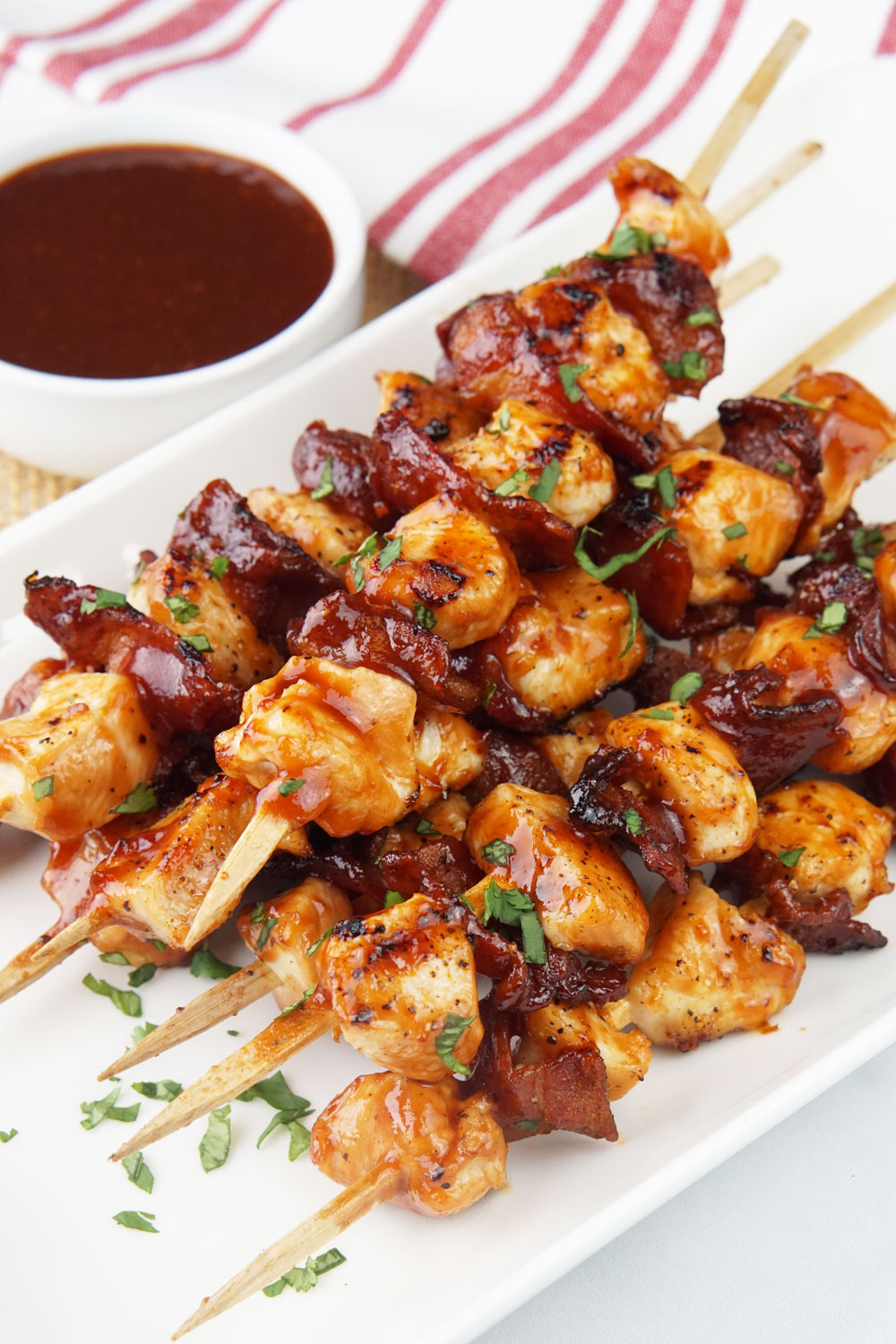 chipotle chicken and bacon skewers