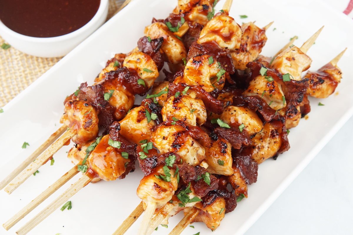 chipotle chicken and bacon skewers