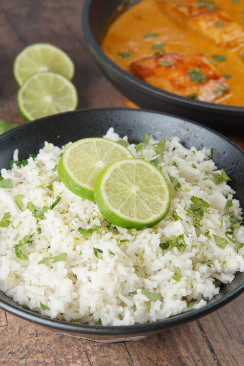 View of Flavorful Cilantro Coconut Rice - A Food Lover's Kitchen