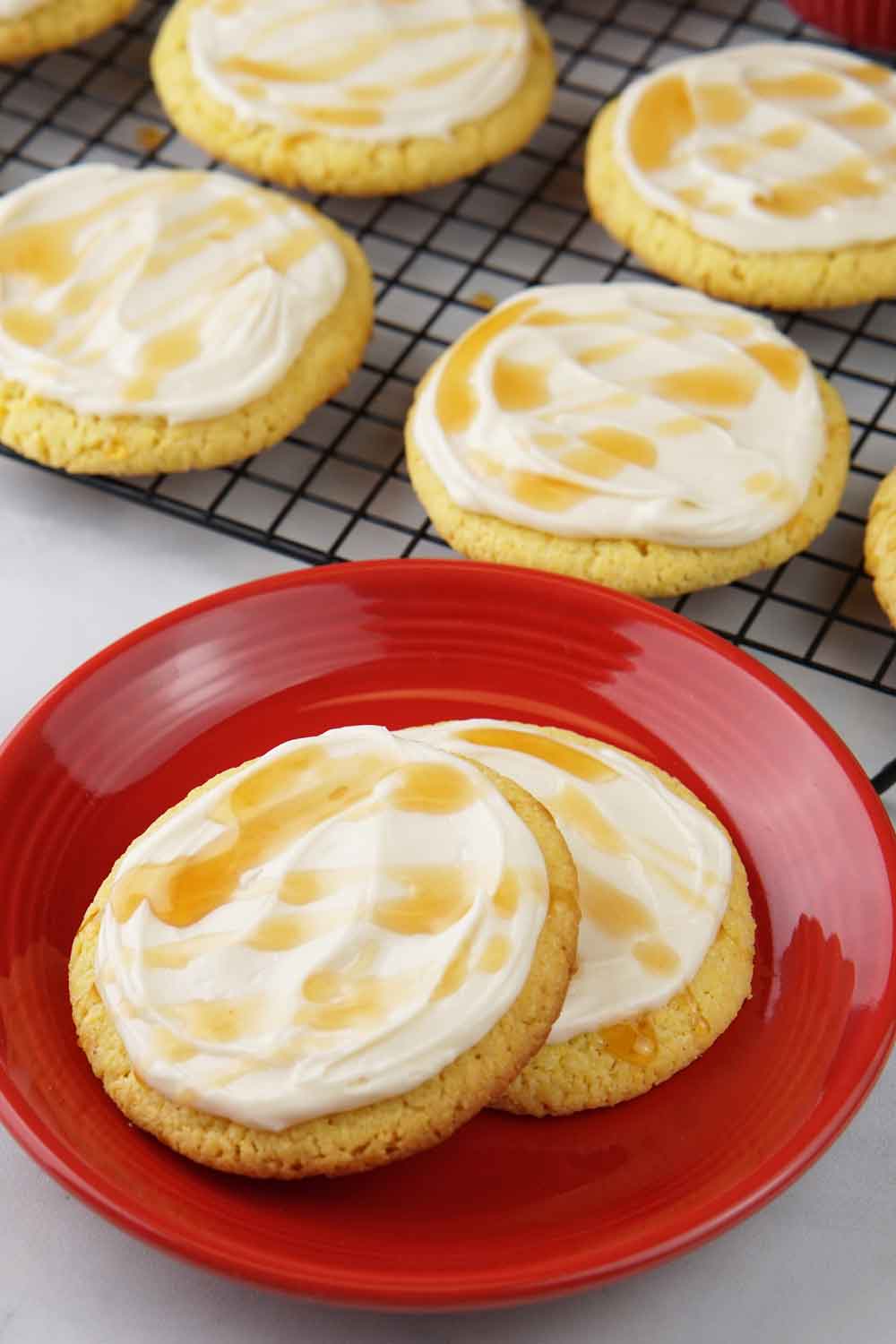 cornbread cookies with hot honey buttercream