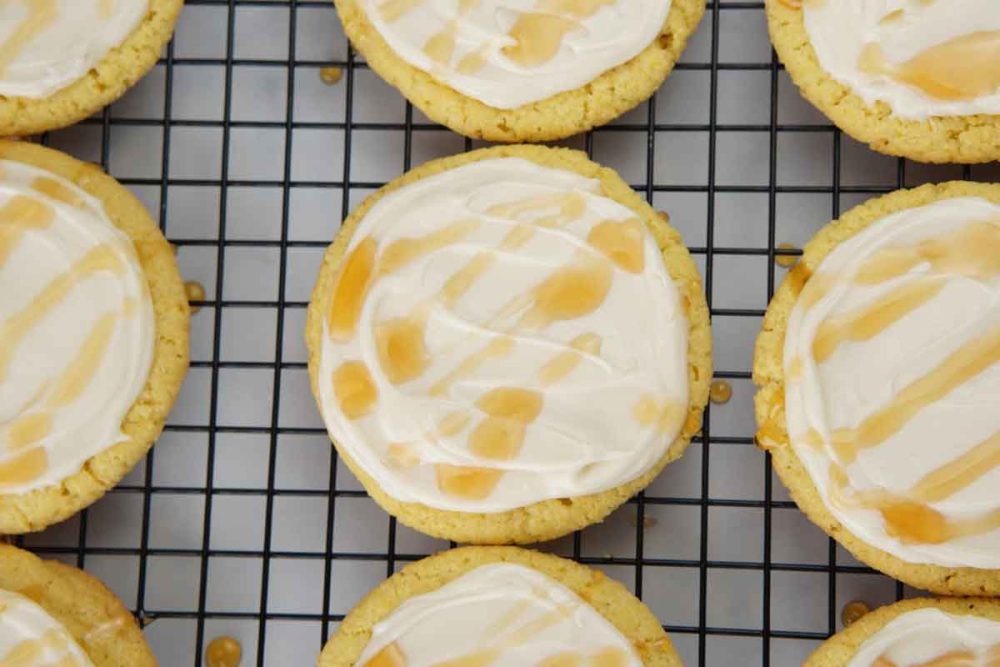 cornbread cookies with hot honey buttercream