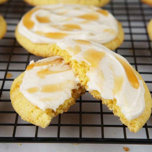 cornbread cookies with hot honey buttercream