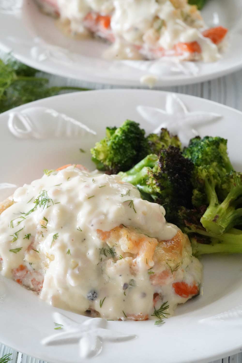 Crab and shrimp stuffed salmon