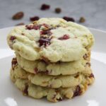 a stack of cranberry pistachio cookies