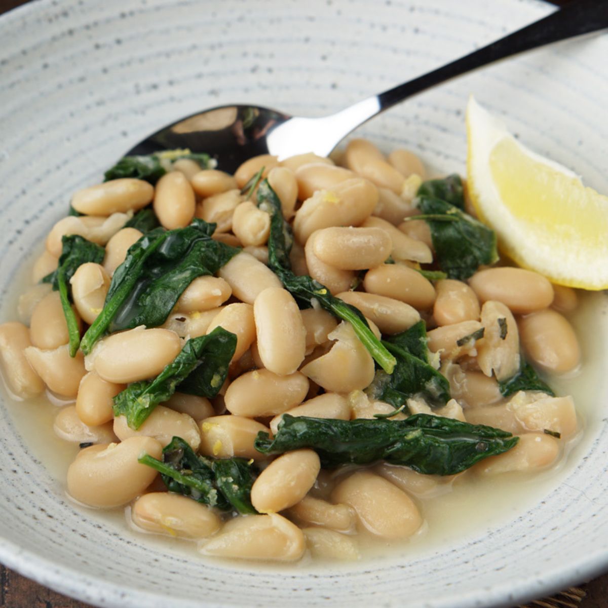 Creamy White Beans with Rosemary & Spinach