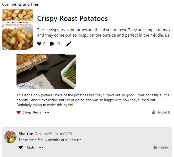 Reader comments about making crispy roast potatoes