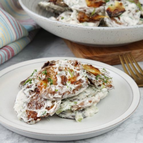 Crispy smashed potato salad