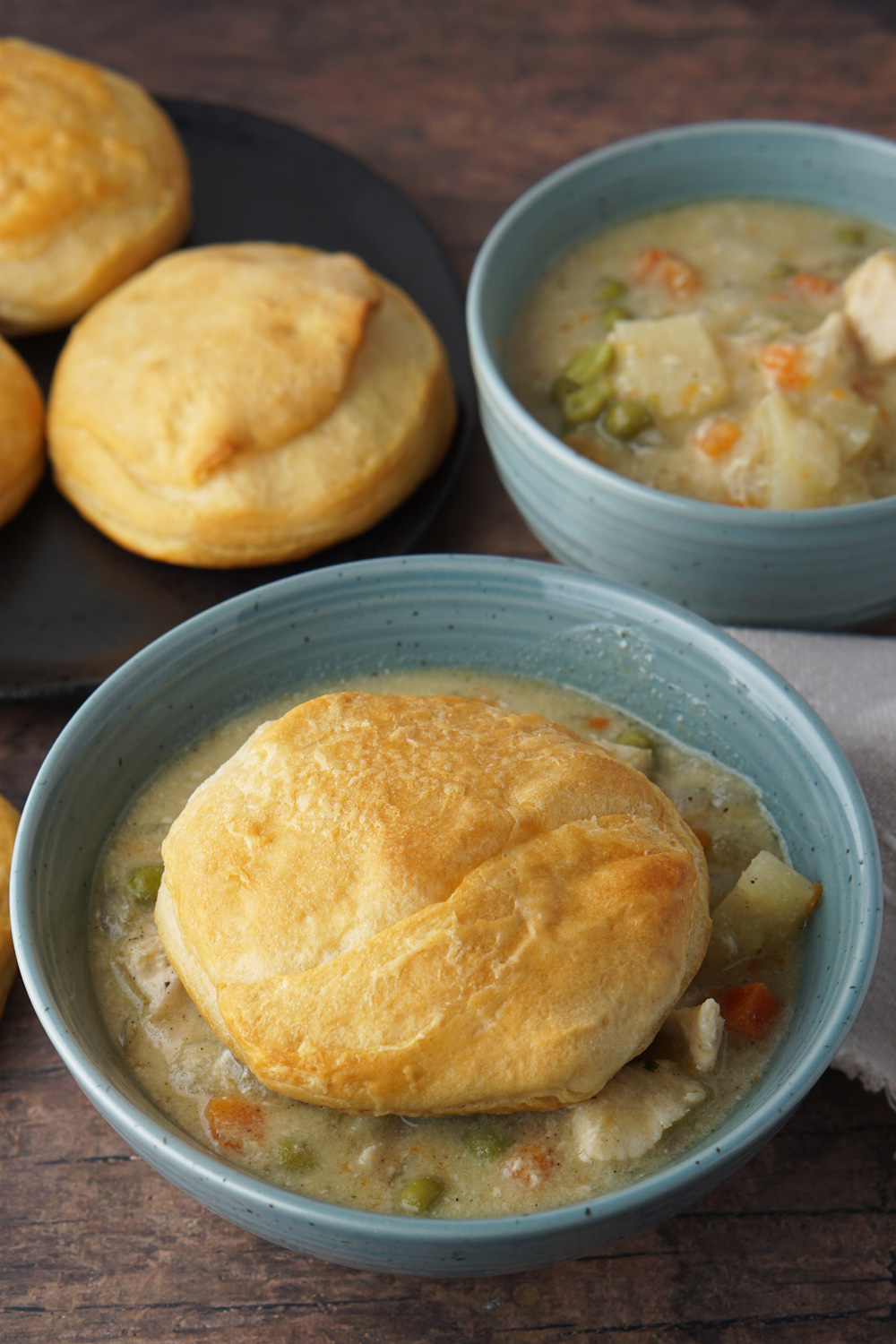 Bowls of chicken pot pie