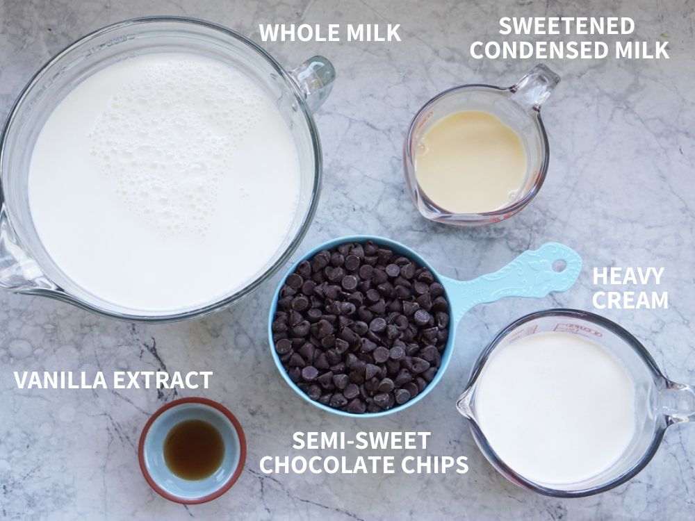 Ingredients for crock pot hot chocolate