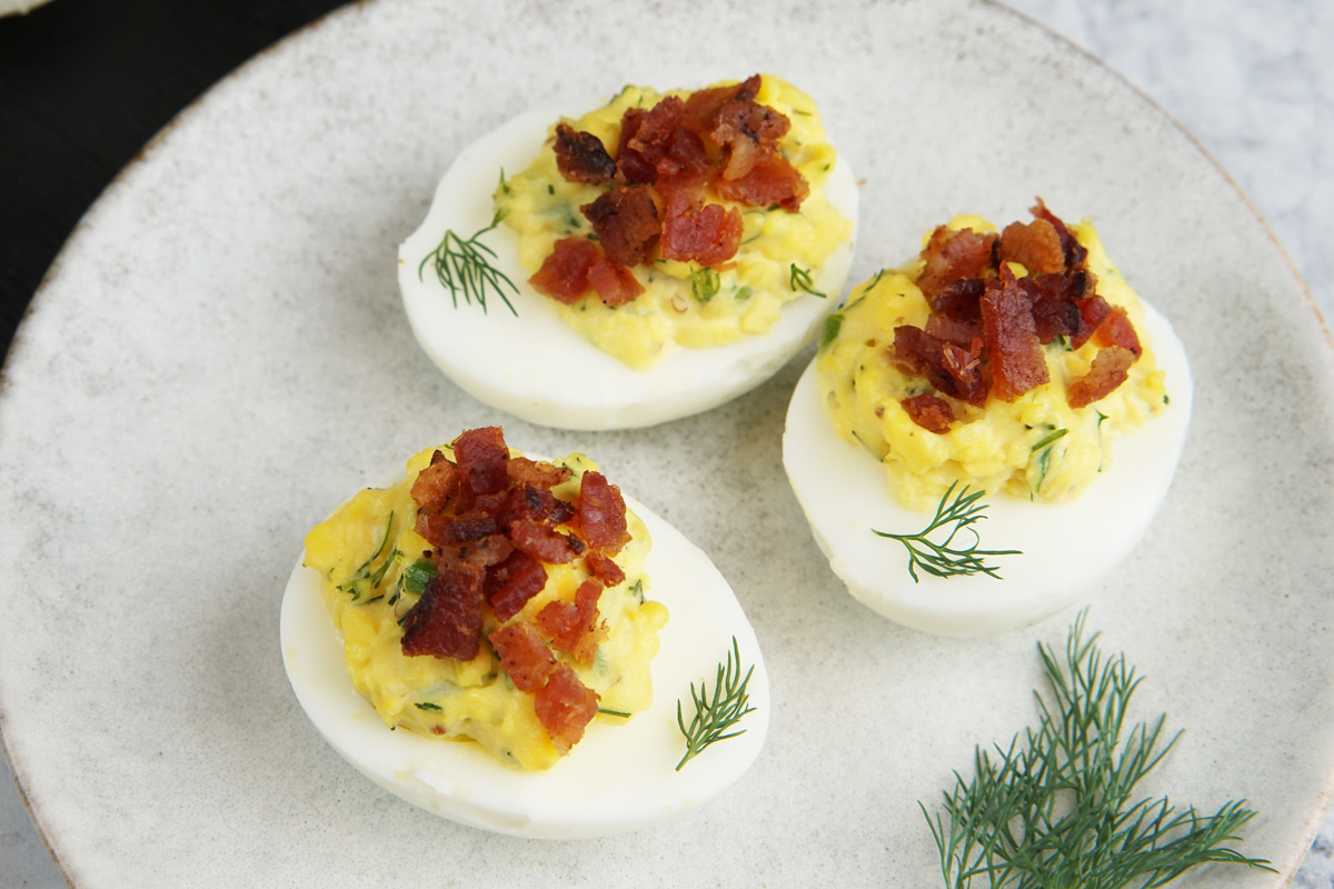 Deviled eggs with bacon crumbles