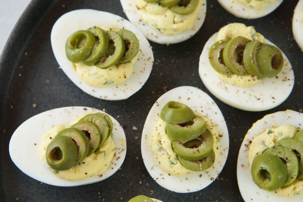 dirty martini deviled eggs