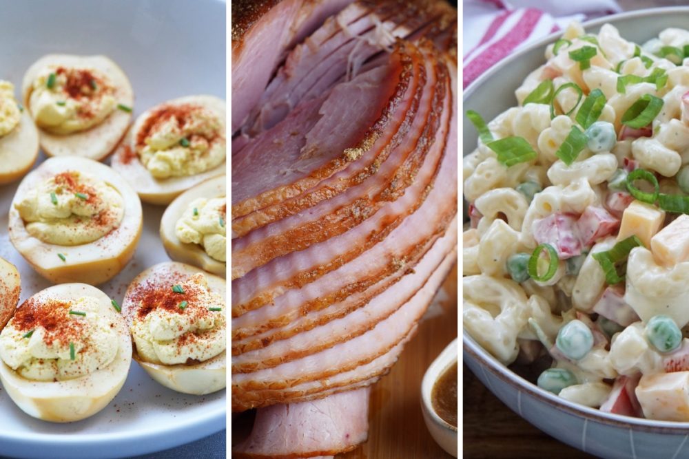 ham, smoked deviled eggs, and mac salad
