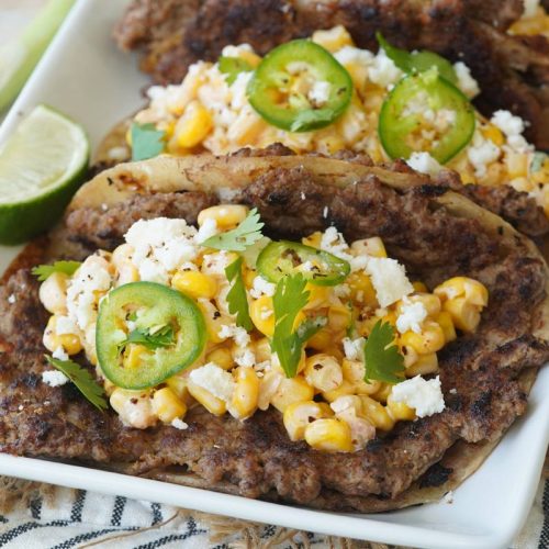 Elote smash burger tacos