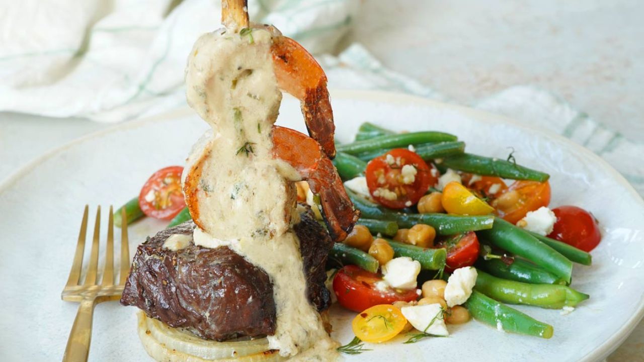 Grilled Steak & Shrimp with Green Bean Salad