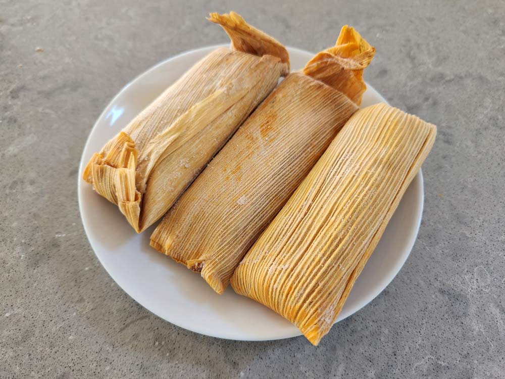 Frozen tamales on a plate